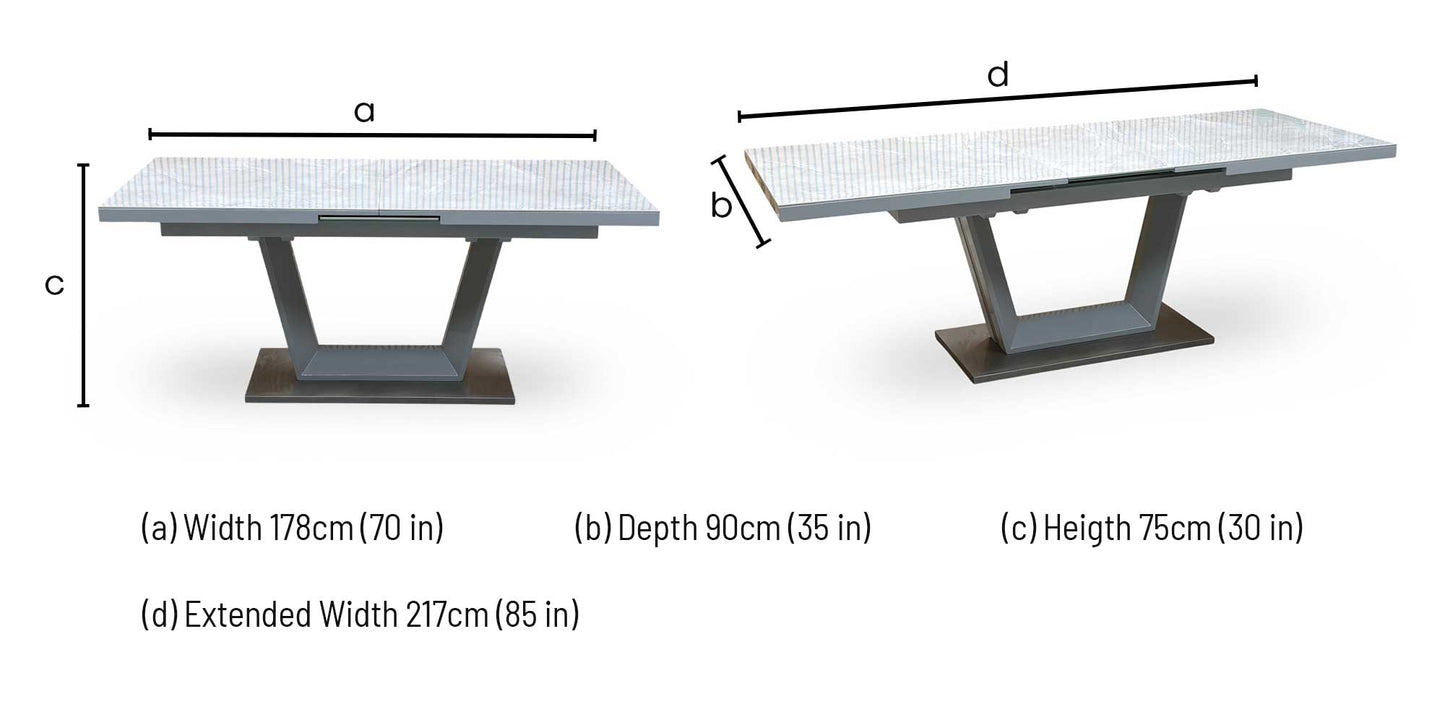 ‘Grigio’ Marble Effect Ceramic Top Large Extending Dining Table