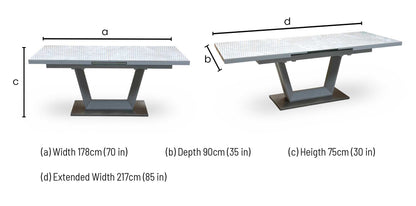 ‘Grigio’ Marble Effect Ceramic Top Large Extending Dining Table