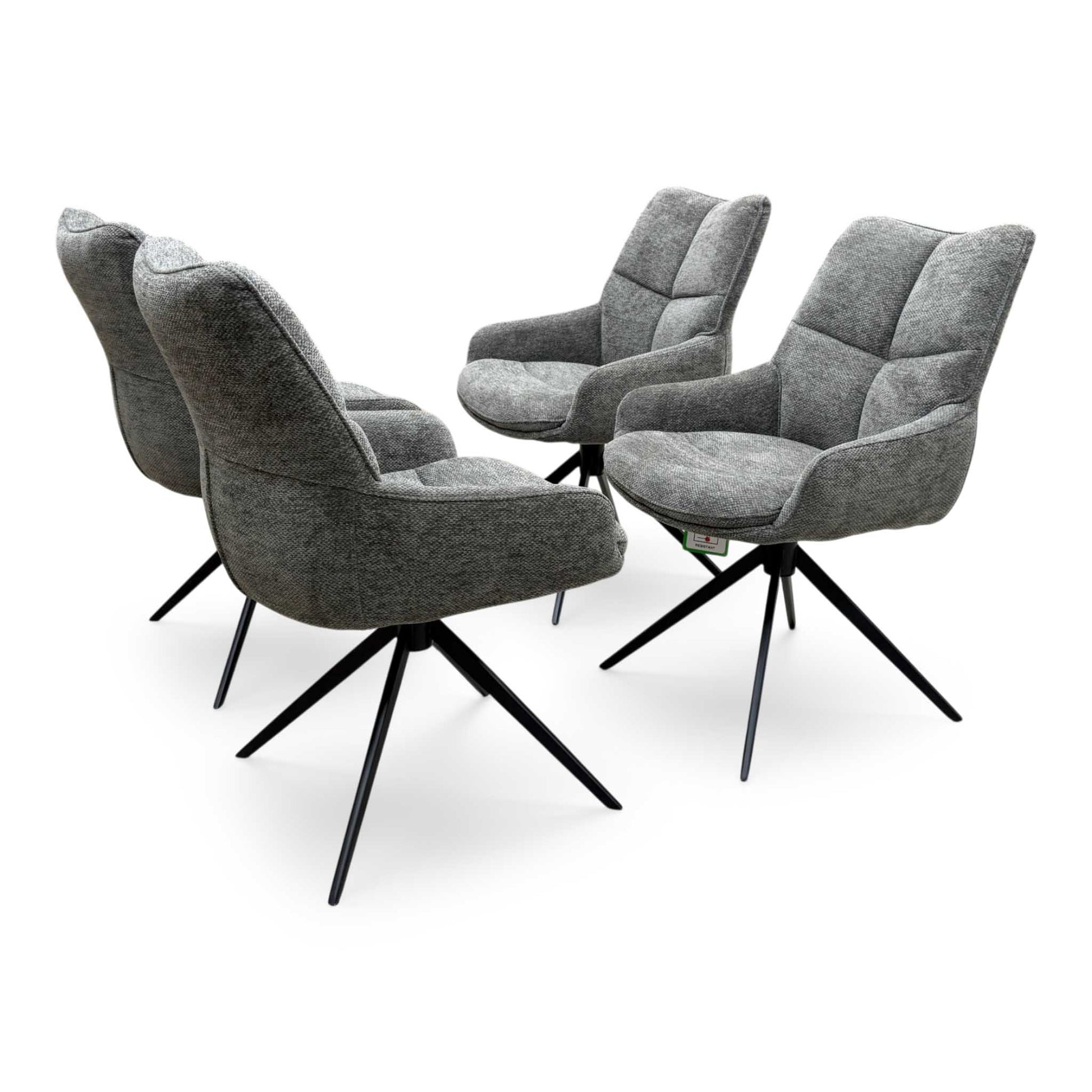 'Kiara' Ash Grey Fabric Set of 4 Swivel Dining Chairs Furniture Village