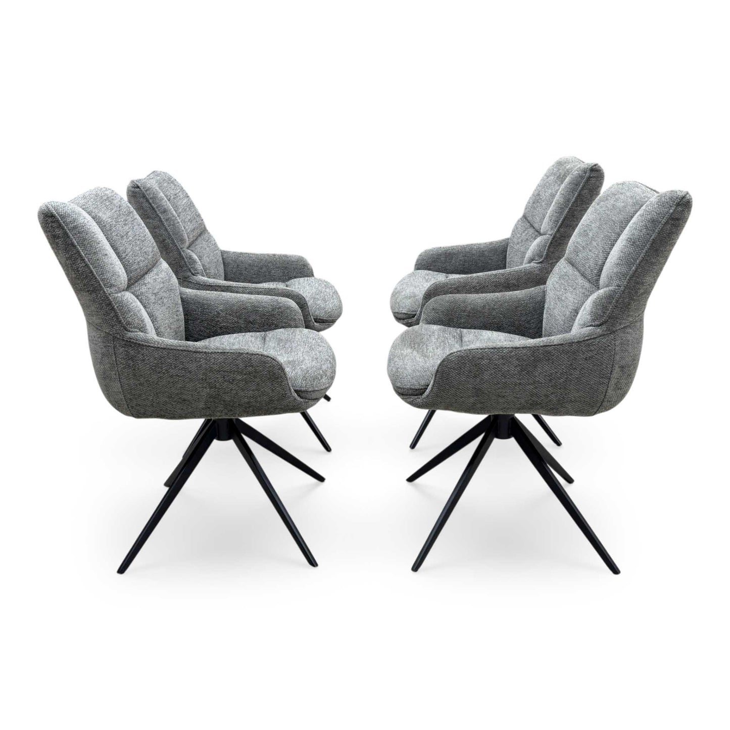 'Kiara' Ash Grey Fabric Set of 4 Swivel Dining Chairs Furniture Village