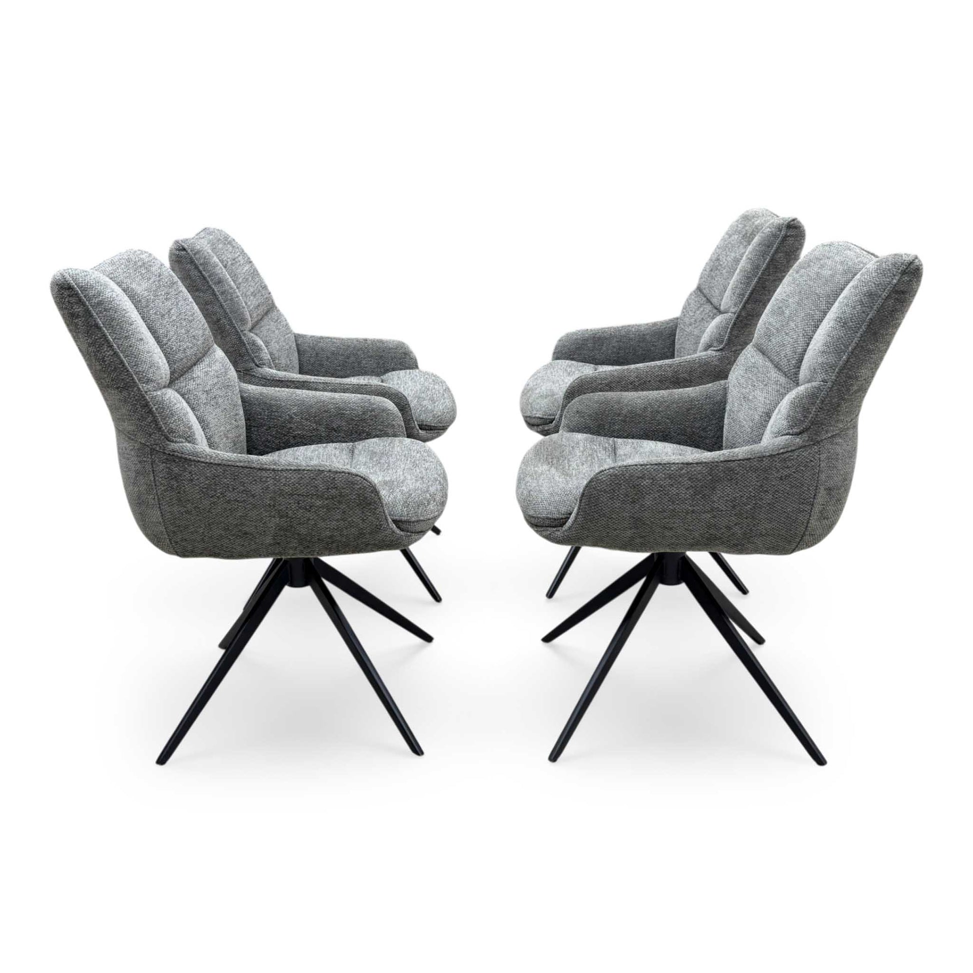 'Kiara' Ash Grey Fabric Set of 4 Swivel Dining Chairs Furniture Village