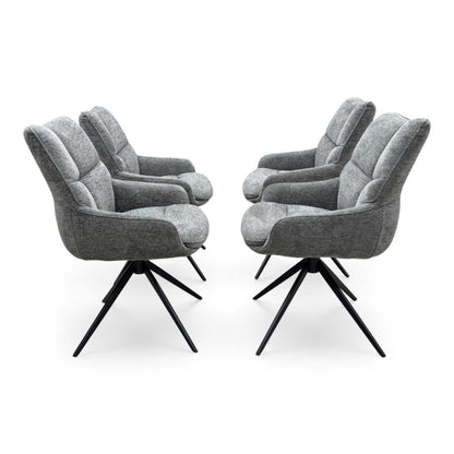 'Kiara' Ash Grey Fabric Set of 4 Swivel Dining Chairs Furniture Village