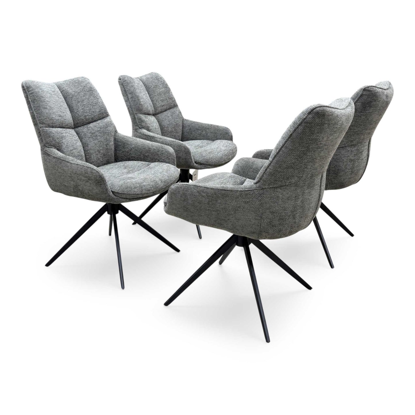 'Kiara' Ash Grey Fabric Set of 4 Swivel Dining Chairs Furniture Village