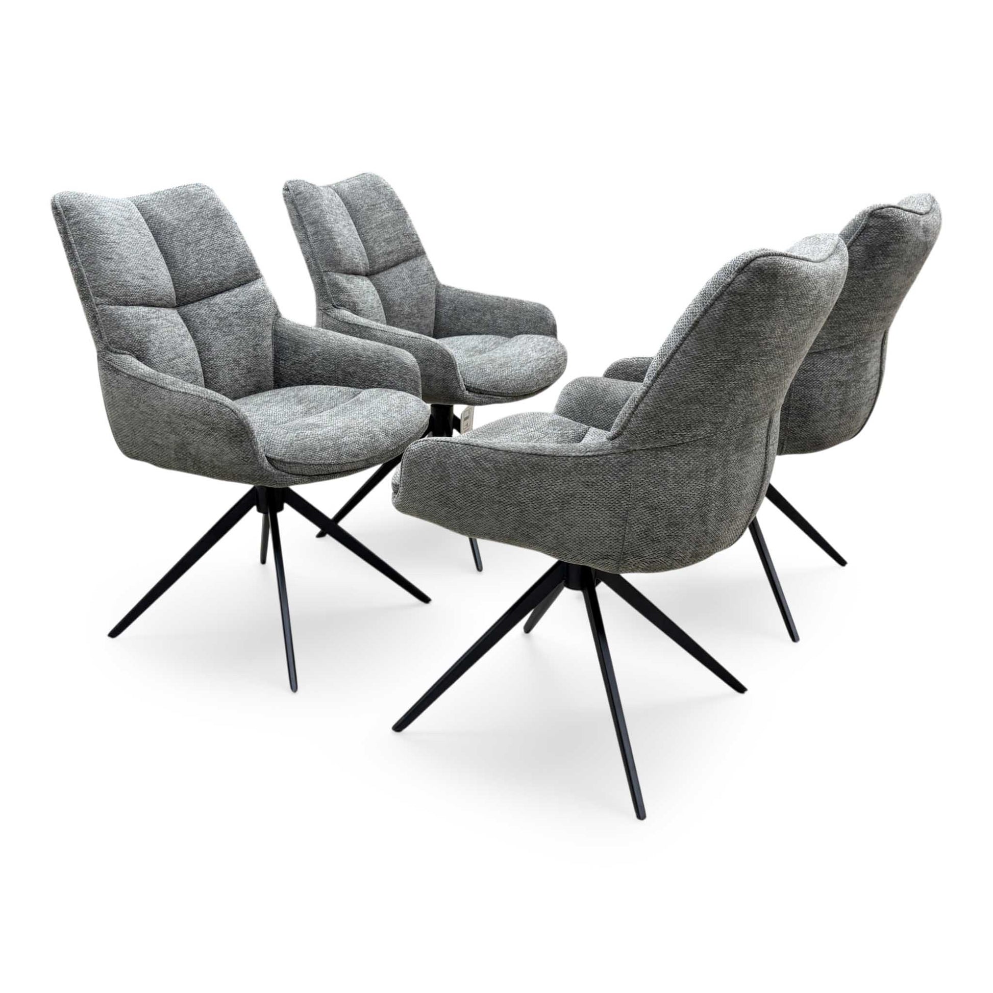 'Kiara' Ash Grey Fabric Set of 4 Swivel Dining Chairs Furniture Village