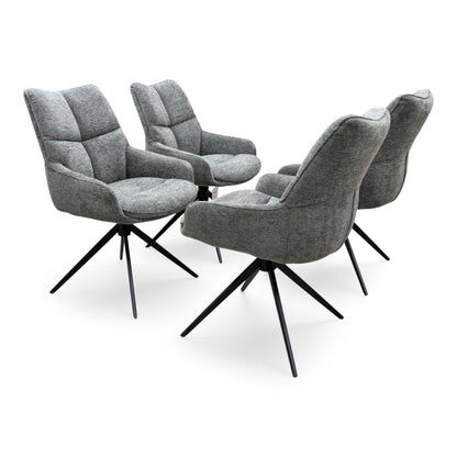 'Kiara' Ash Grey Fabric Set of 4 Swivel Dining Chairs Furniture Village
