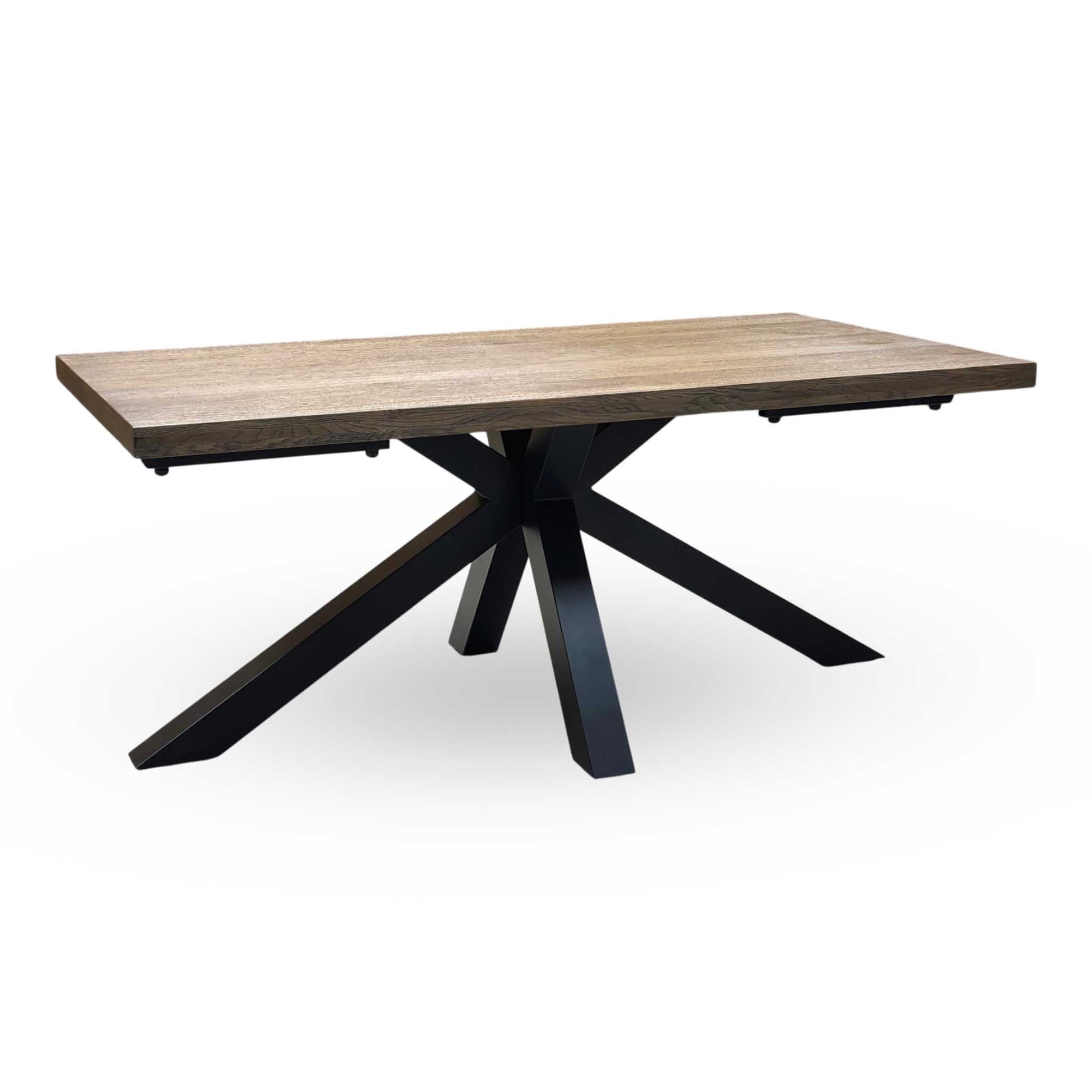 'Jupiter’ Dark Oak Solid Oak 180cm Dining Table with Star Base Furniture Village