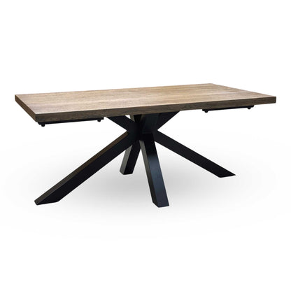 'Jupiter’ Dark Oak Solid Oak 180cm Dining Table with Star Base Furniture Village