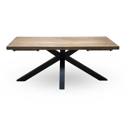 'Jupiter’ Dark Oak Solid Oak 180cm Dining Table with Star Base Furniture Village