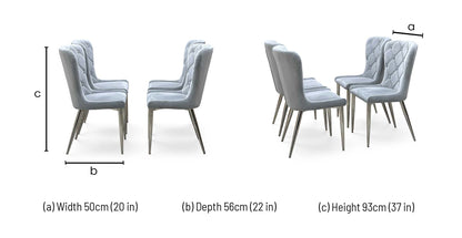‘Donnie’ Silver Fabric Set of 4 Button Back Dining Chairs Furniture Village