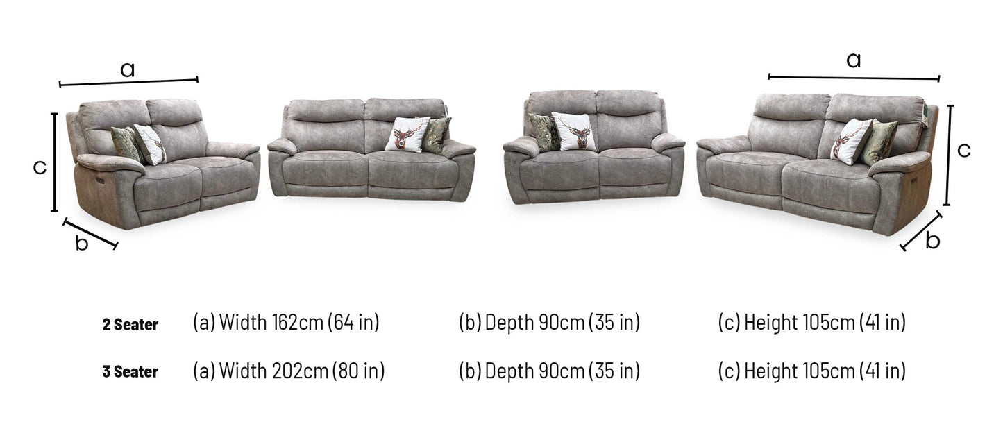 ‘Sloane' Marble Charcoal Grey Velvet Fabric 3 + 2 Seater Power Recliner Sofa Set Furniture Village