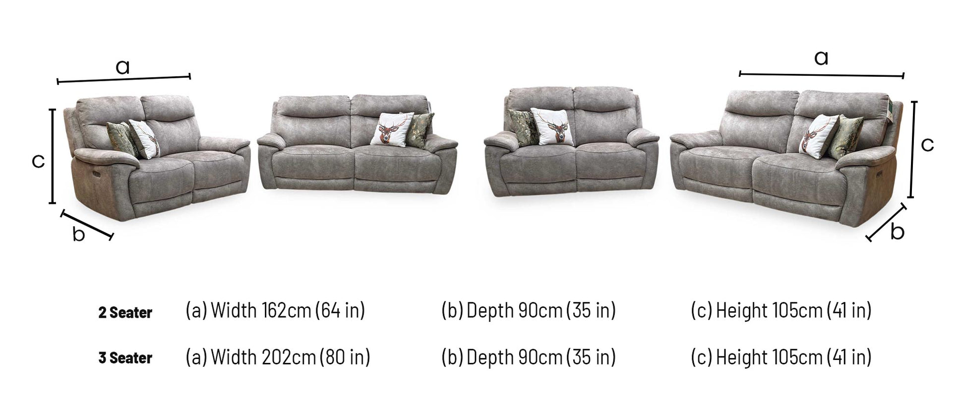 ‘Sloane' Marble Charcoal Grey Velvet Fabric 3 + 2 Seater Power Recliner Sofa Set Furniture Village