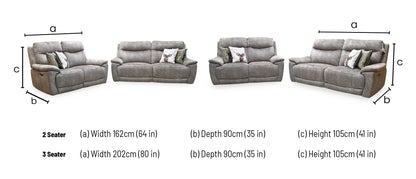 ‘Sloane' Marble Charcoal Grey Velvet Fabric 3 + 2 Seater Power Recliner Sofa Set Furniture Village