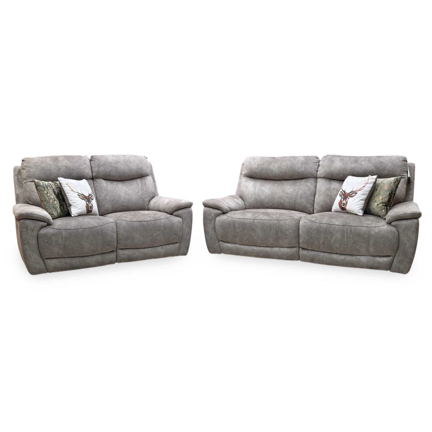 ‘Sloane' Marble Charcoal Grey Velvet Fabric 3 + 2 Seater Power Recliner Sofa Set Furniture Village