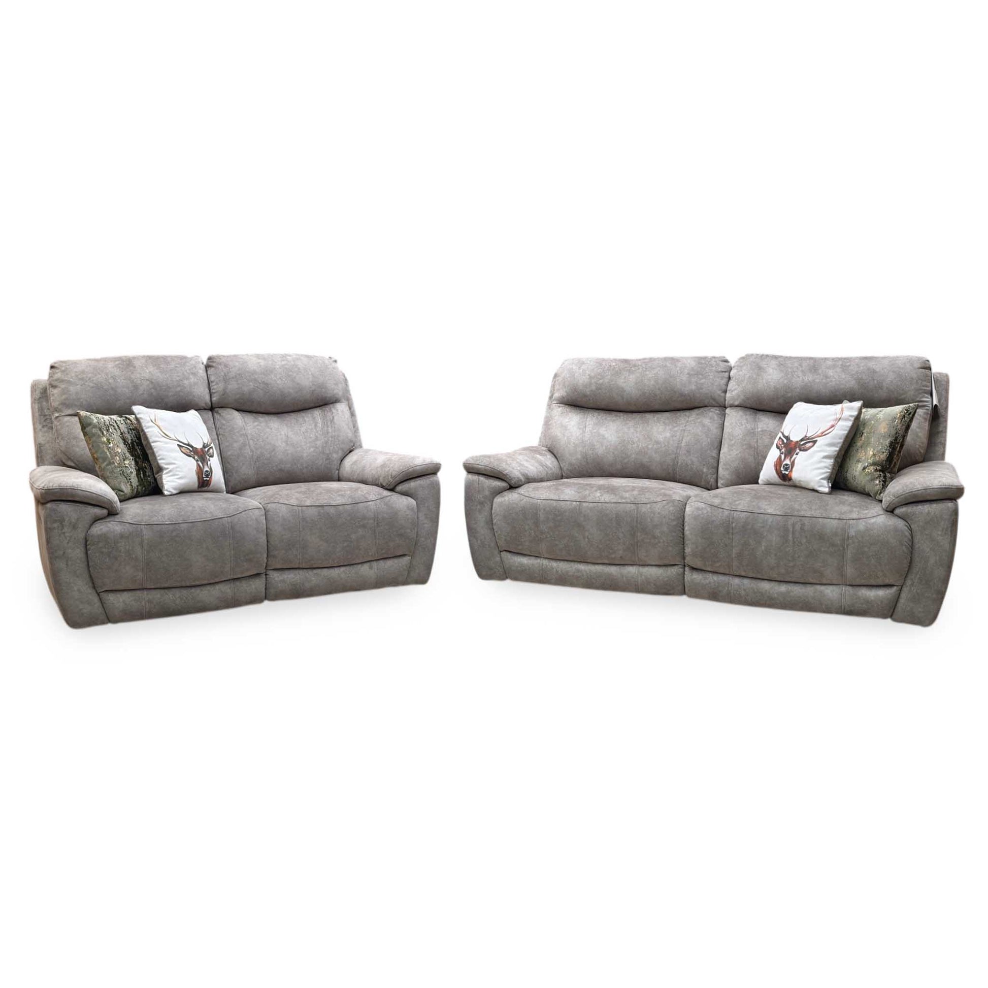 ‘Sloane' Marble Charcoal Grey Velvet Fabric 3 + 2 Seater Power Recliner Sofa Set Furniture Village