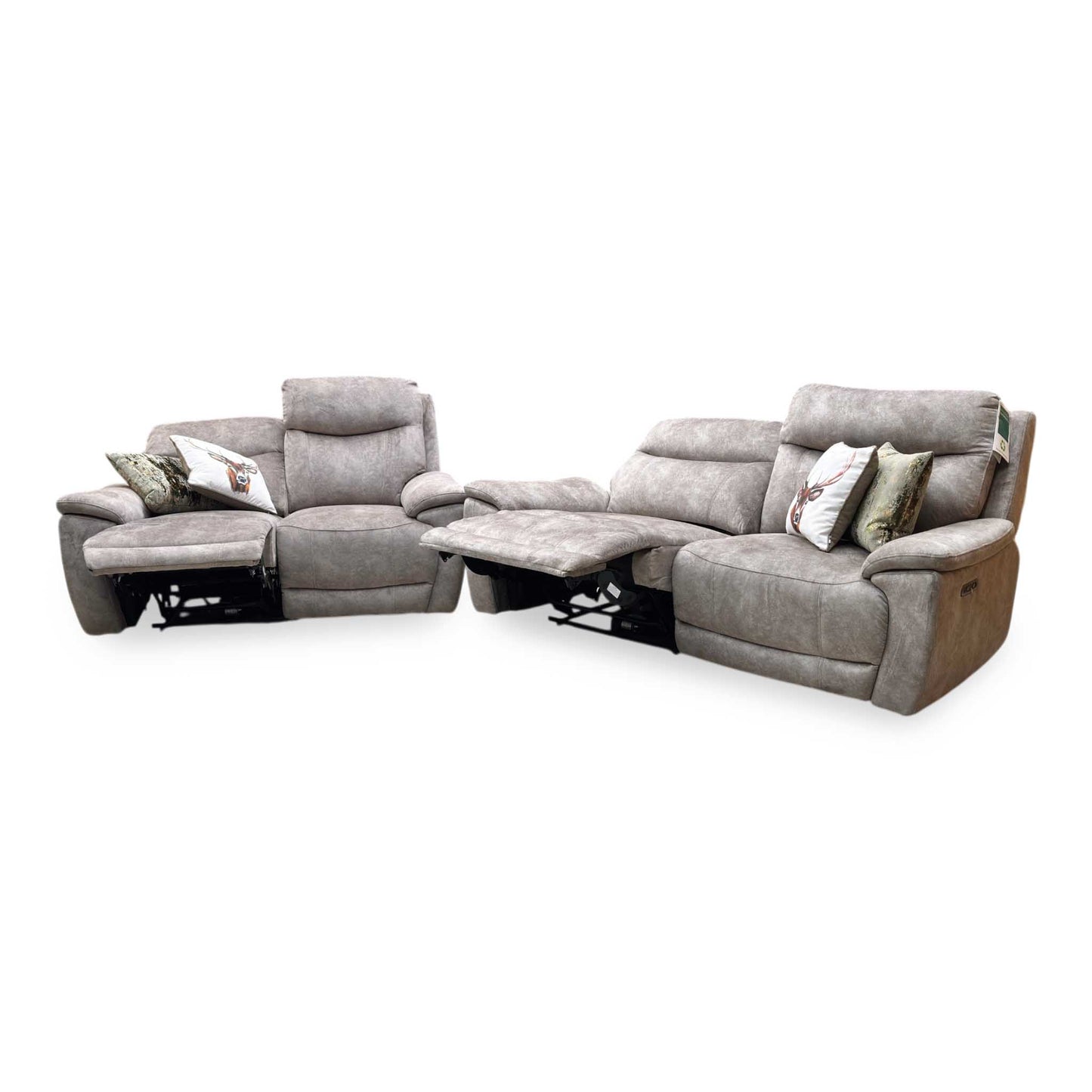 ‘Sloane' Marble Charcoal Grey Velvet Fabric 3 + 2 Seater Power Recliner Sofa Set Furniture Village