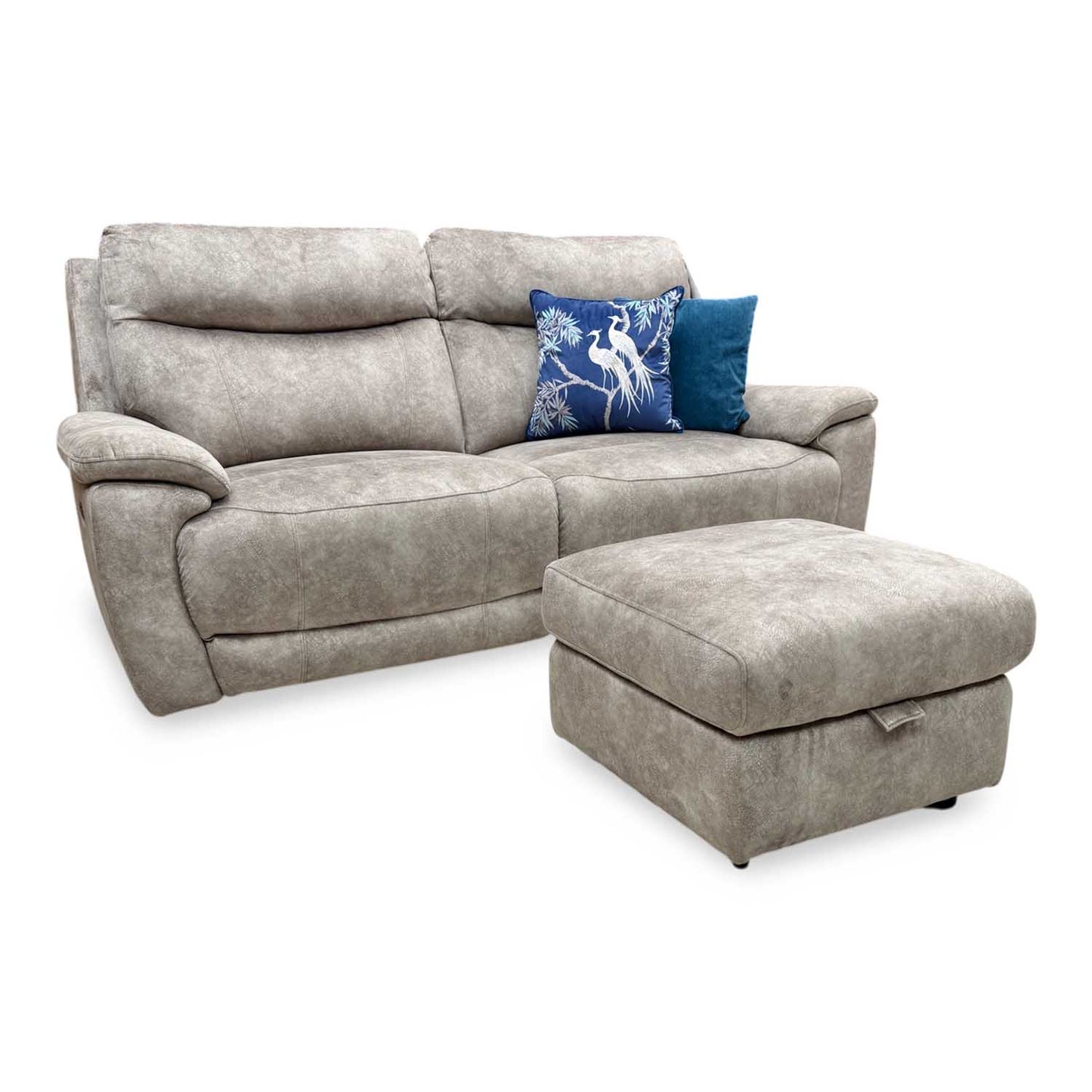 'Sloane' Marble Charcoal Grey Fabric 3 Seater Power Recliner Sofa Furniture Village