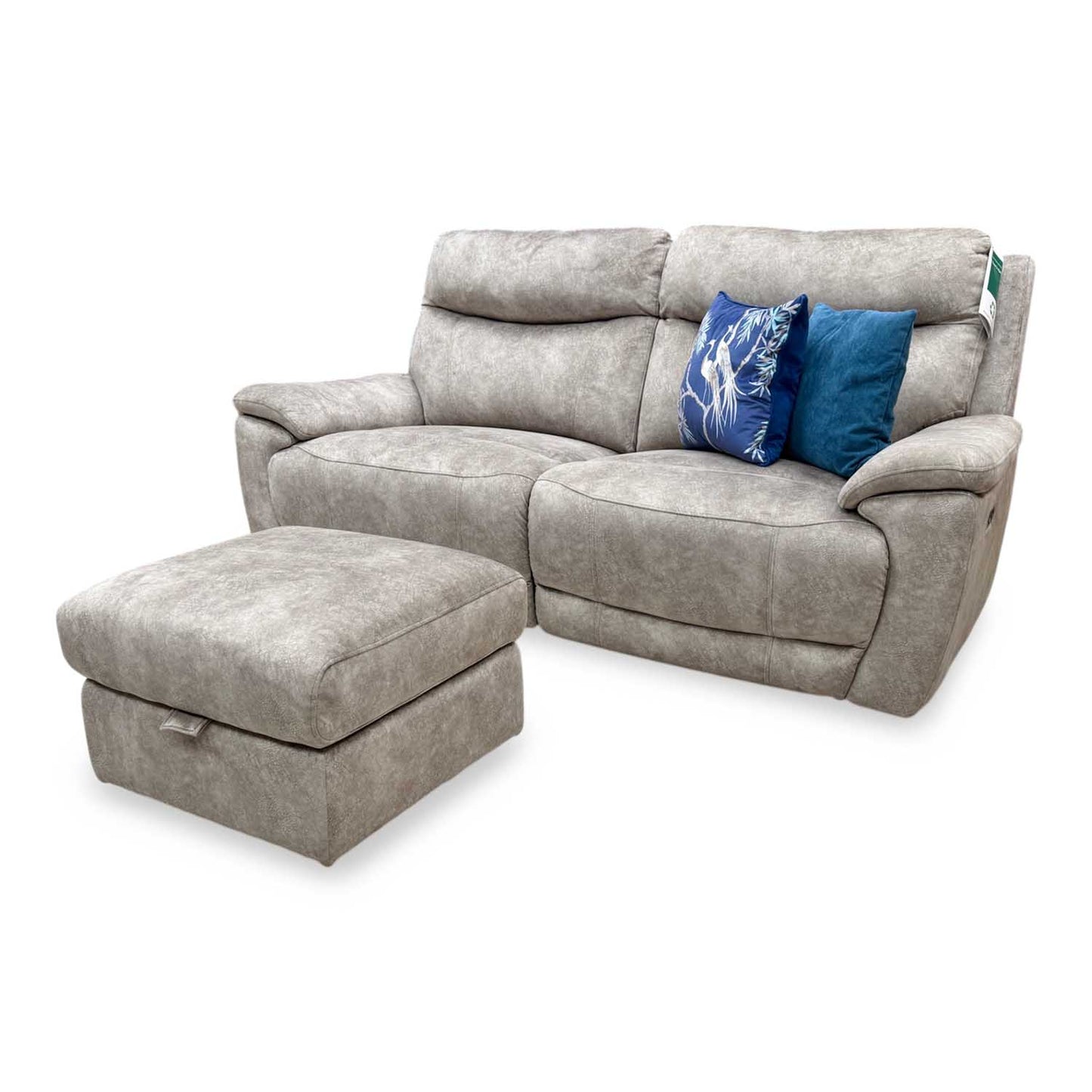 'Sloane' Marble Charcoal Grey Fabric 3 Seater Power Recliner Sofa Furniture Village