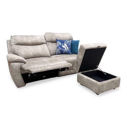 'Sloane' Marble Charcoal Grey Fabric 3 Seater Power Recliner Sofa Furniture Village