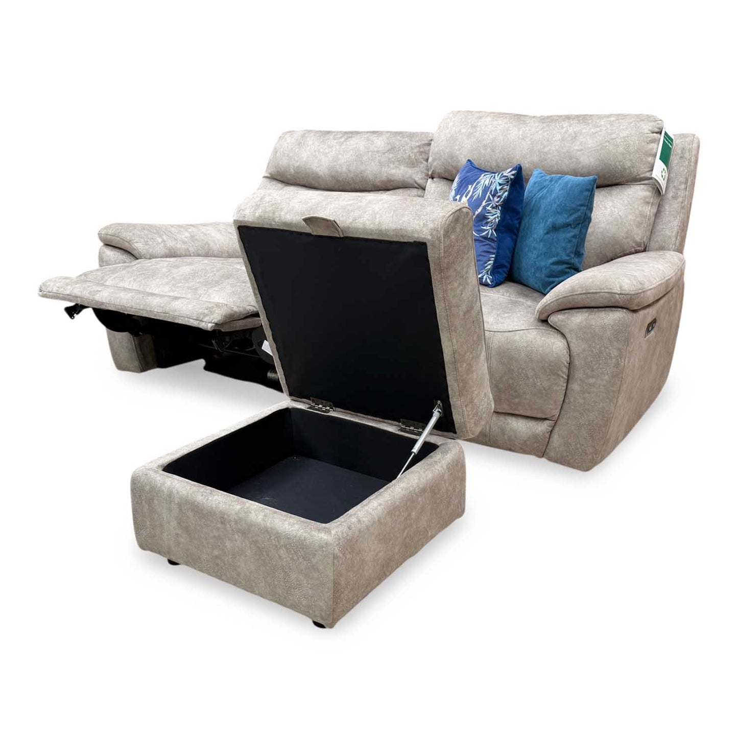 'Sloane' Marble Charcoal Grey Fabric 3 Seater Power Recliner Sofa Furniture Village