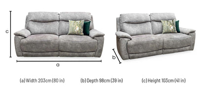 'Sloane' Marble Charcoal Grey Velvet Fabric 3 Seater Sofa