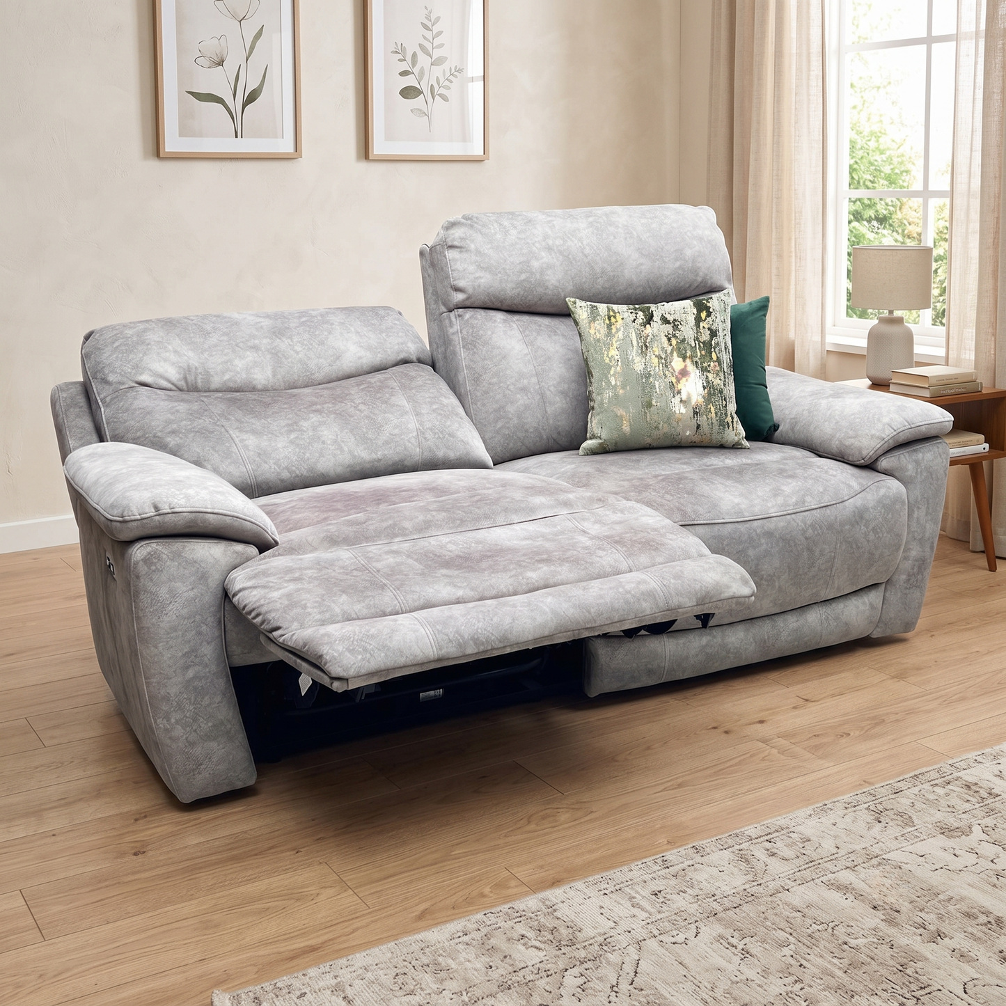 'Sloane' Marble Charcoal Grey Velvet Fabric 3 Seater Sofa