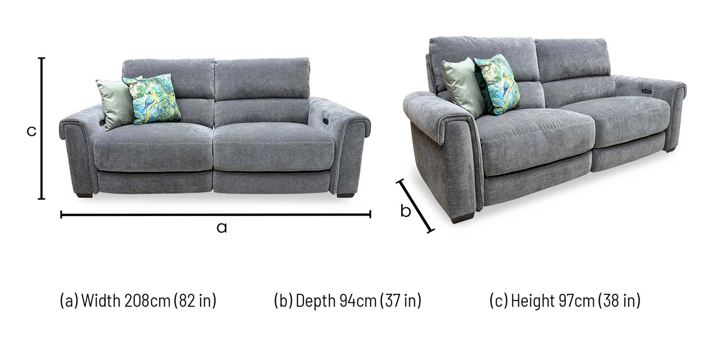 'Nixon' Fab-Can-R456 Anthracite Grey Fabric 3 Seater Power Recliner Sofa Furniture Village