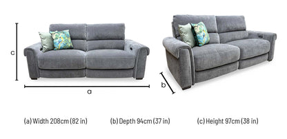 'Nixon' Fab-Can-R456 Anthracite Grey Fabric 3 Seater Power Recliner Sofa Furniture Village