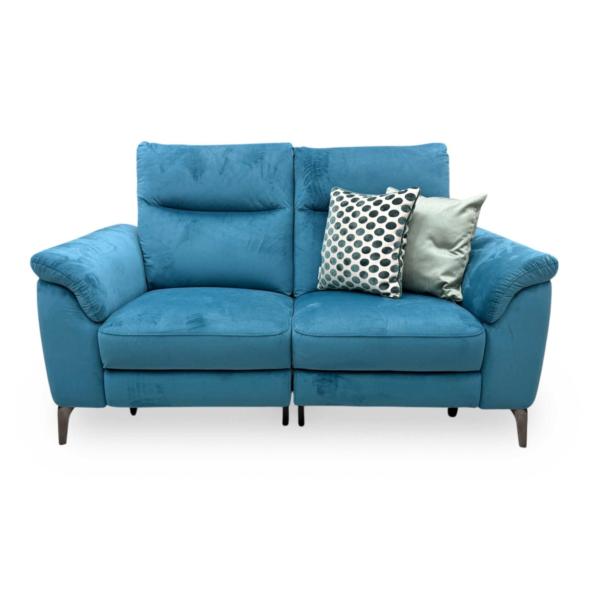 'Morgan' Opulence Teal Velvet Fabric 2 Seater Power Recliner Sofa Furniture Village