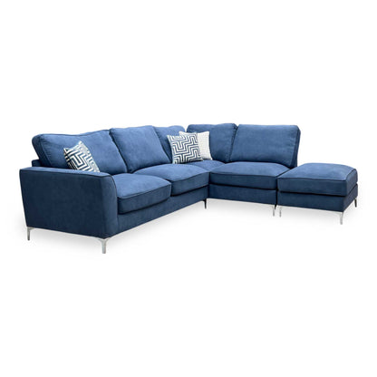 ‘Legend' Cosmo Navy Fabric Right Hand Facing Classic Back Corner Sofa