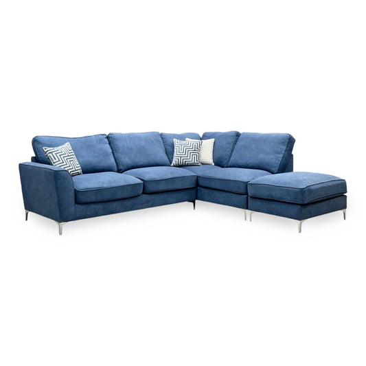 ‘Legend' Cosmo Navy Fabric Right Hand Facing Classic Back Corner Sofa