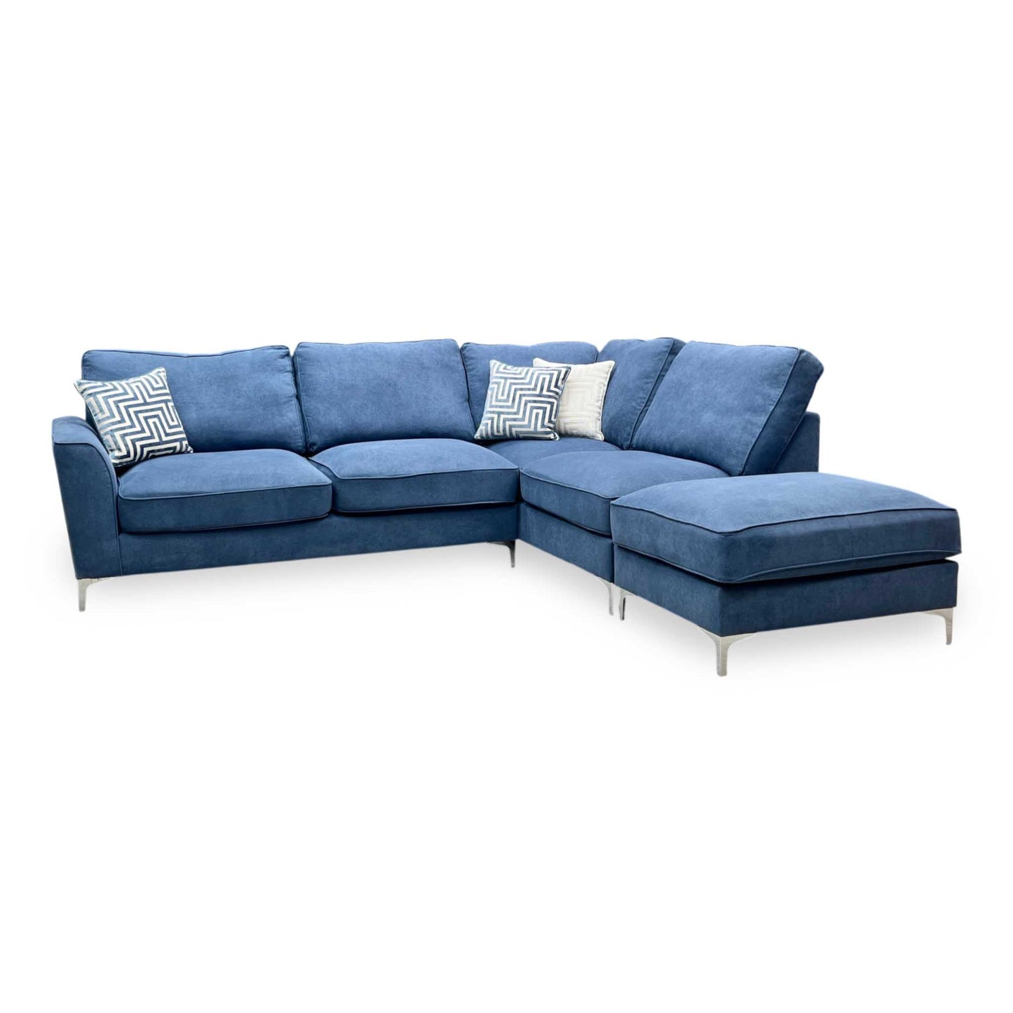‘Legend' Cosmo Navy Fabric Right Hand Facing Classic Back Corner Sofa