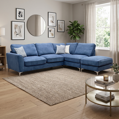 ‘Legend' Cosmo Navy Fabric Right Hand Facing Classic Back Corner Sofa
