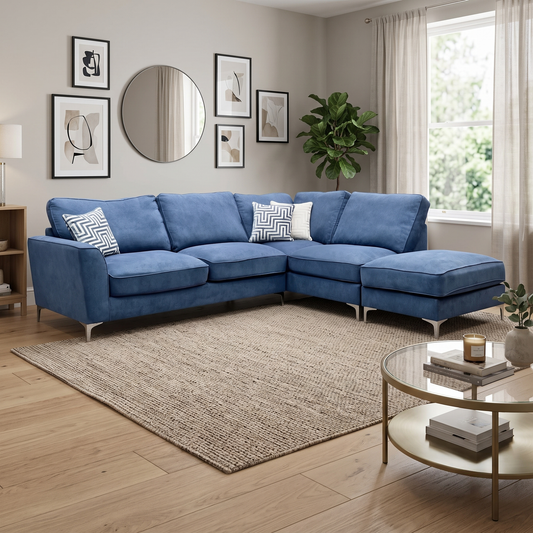 ‘Legend' Cosmo Navy Fabric Right Hand Facing Classic Back Corner Sofa – view 2