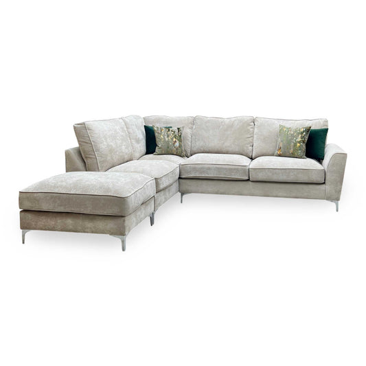 ‘Legend’ Kingston Mushroom Fabric Left Hand Facing Classic Back Corner Sofa Furniture Village