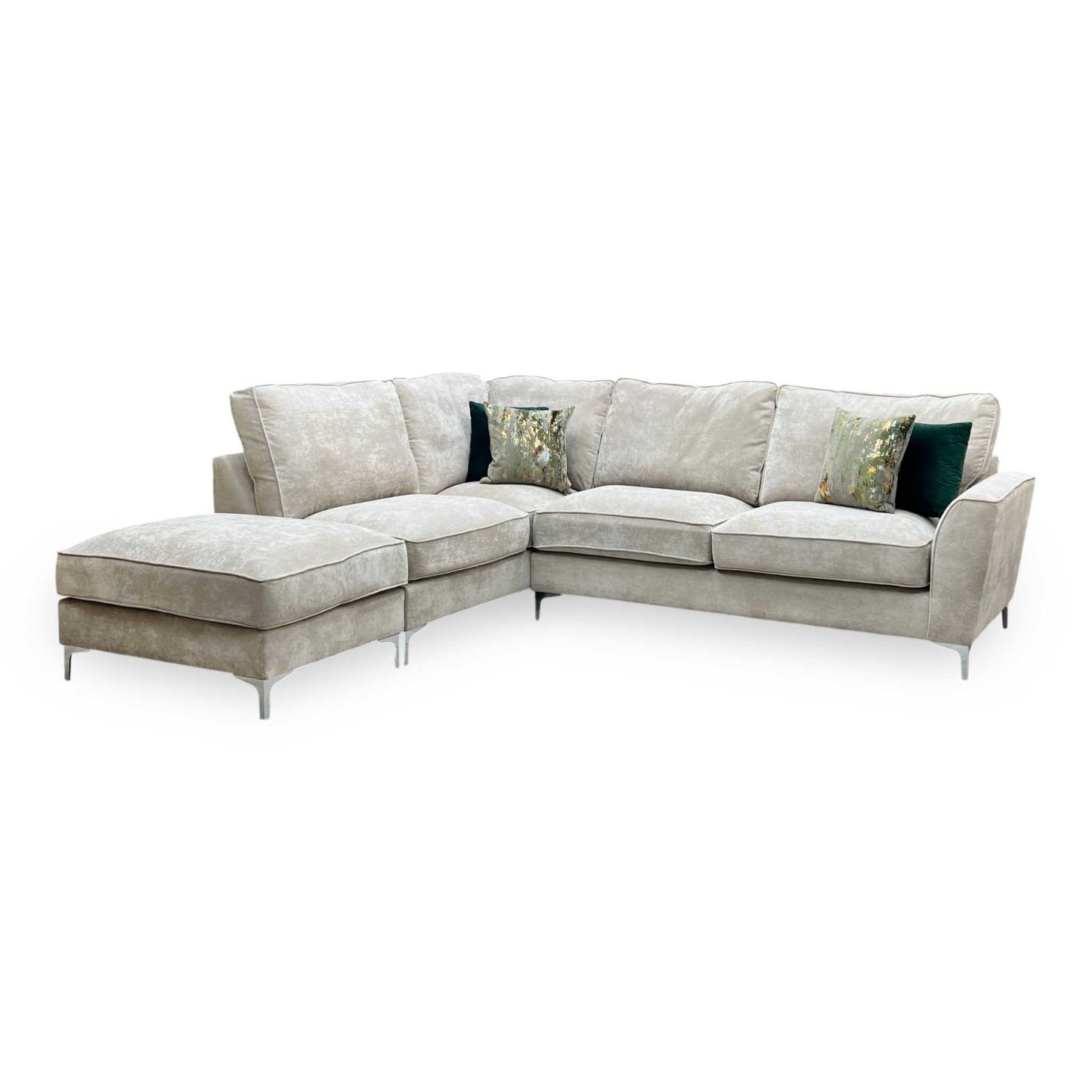 ‘Legend’ Kingston Mushroom Fabric Left Hand Facing Classic Back Corner Sofa Furniture Village