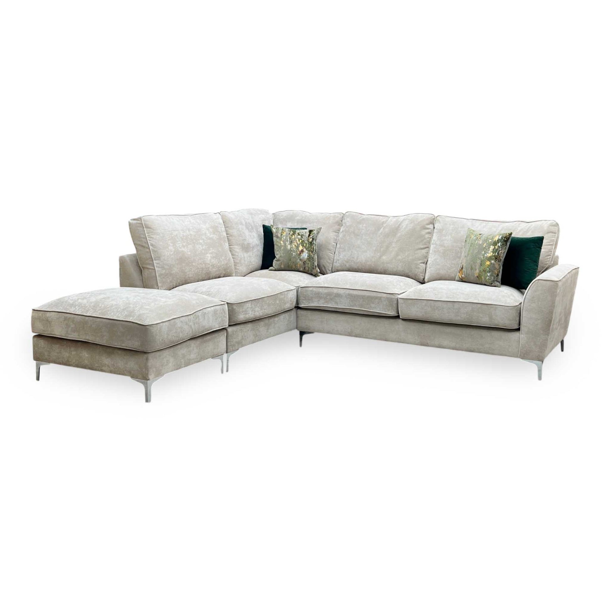 ‘Legend’ Kingston Mushroom Fabric Left Hand Facing Classic Back Corner Sofa Furniture Village