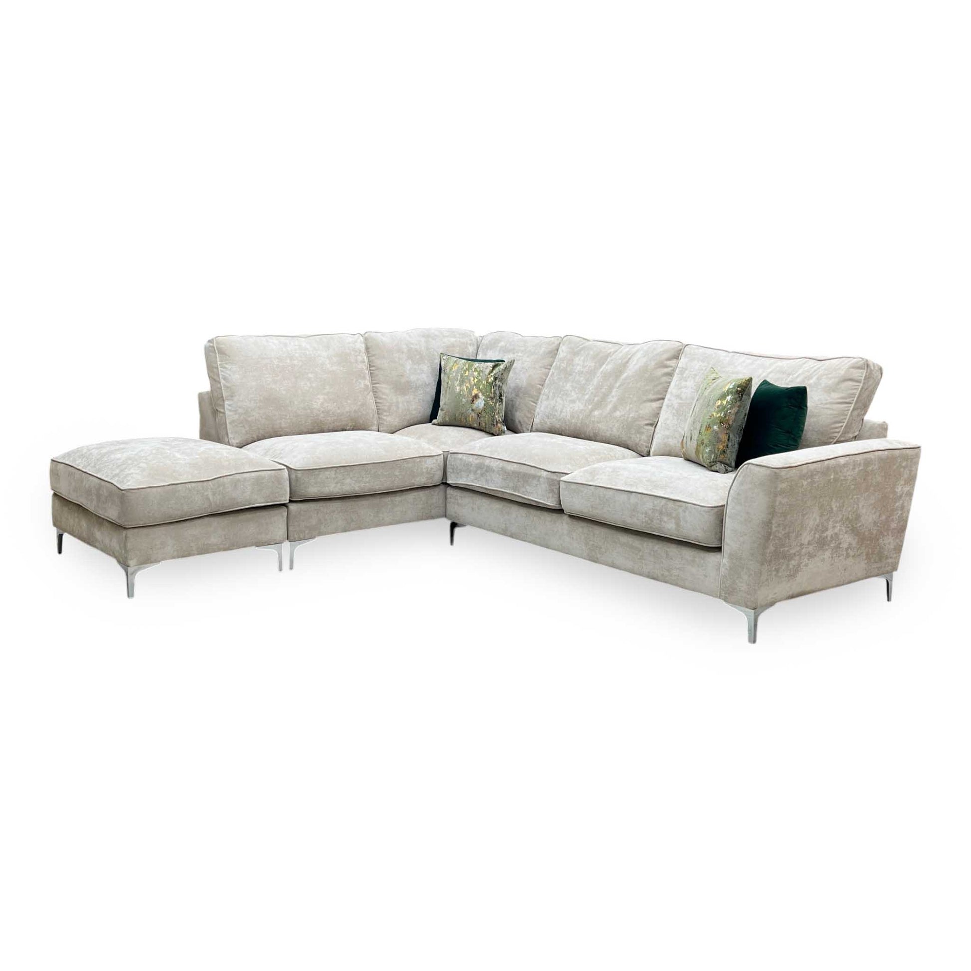 ‘Legend’ Kingston Mushroom Fabric Left Hand Facing Classic Back Corner Sofa Furniture Village