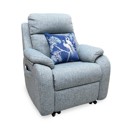 G Plan 'Kingsbury' A020 Dapple Kingfisher Grey Woven Fabric Large Lift and Rise Recliner Chair Furniture Village