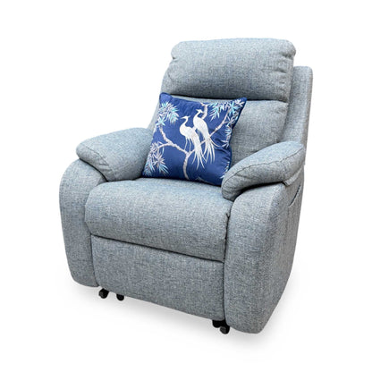 G Plan 'Kingsbury' A020 Dapple Kingfisher Grey Woven Fabric Large Lift and Rise Recliner Chair Furniture Village
