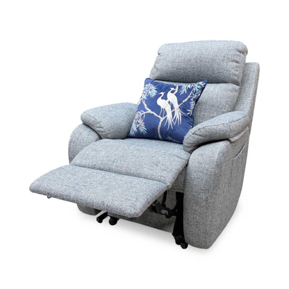 G Plan 'Kingsbury' A020 Dapple Kingfisher Grey Woven Fabric Large Lift and Rise Recliner Chair Furniture Village