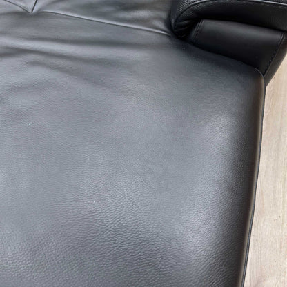 Nicoletti ‘Galileo’ Botero Nero Black Leather Right Hand Facing Power Recliner Chaise End Sofa with Power Headrests + Armless Unit