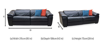 Nicoletti ‘Galileo’ Botero Nero Black Leather 3 Seater Power Recliner Sofa with Power Headrests