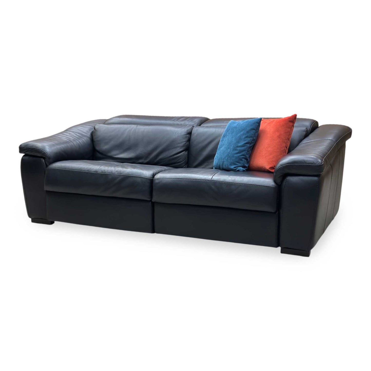 Nicoletti ‘Galileo’ Botero Nero Black Leather 3 Seater Power Recliner Sofa with Power Headrests