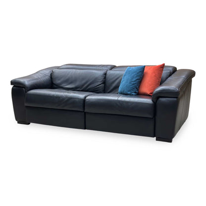 Nicoletti ‘Galileo’ Botero Nero Black Leather 3 Seater Power Recliner Sofa with Power Headrests