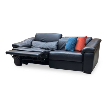 Nicoletti ‘Galileo’ Botero Nero Black Leather 3 Seater Power Recliner Sofa with Power Headrests