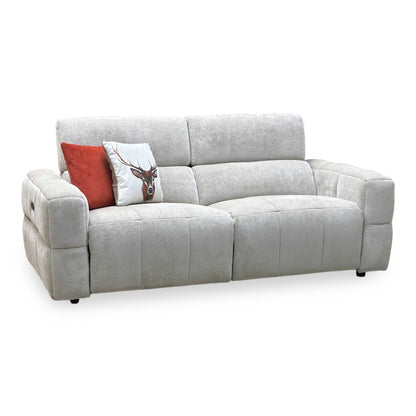 ‘Cube’ Hudson Mink Fabric 3 Seater Power Recliner Sofa with Power Headrests Furniture Village