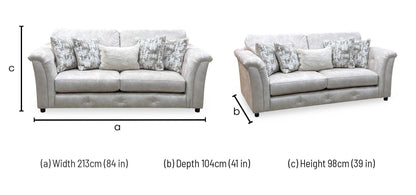 ‘Aura’ Kenzo Cream Dw Ft Velvet Fabric 3 Seater Classic Back Sofa