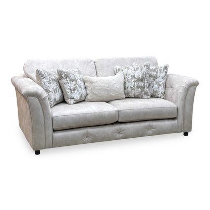 ‘Aura’ Kenzo Cream Dw Ft Velvet Fabric 3 Seater Classic Back Sofa