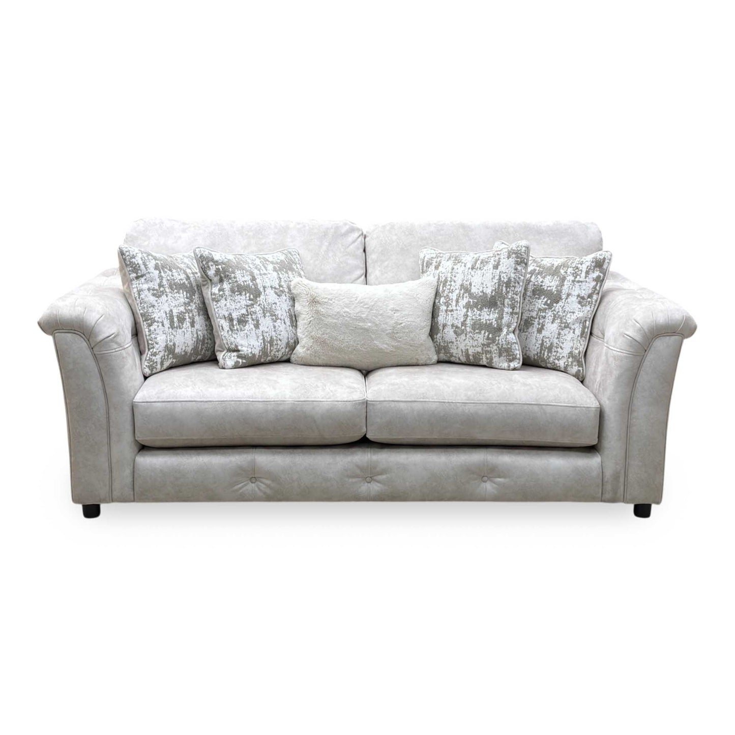‘Aura’ Kenzo Cream Dw Ft Velvet Fabric 3 Seater Classic Back Sofa