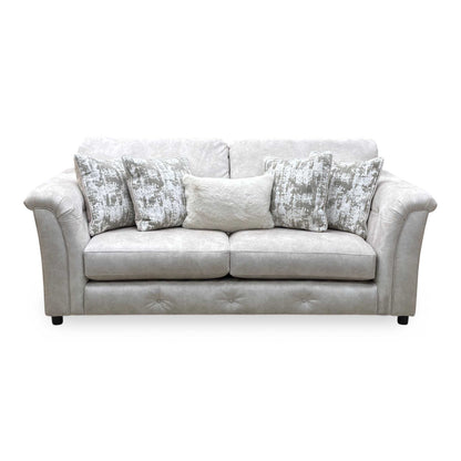 ‘Aura’ Kenzo Cream Dw Ft Velvet Fabric 3 Seater Classic Back Sofa